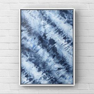 Watercolor blue white tie dye pattern art print